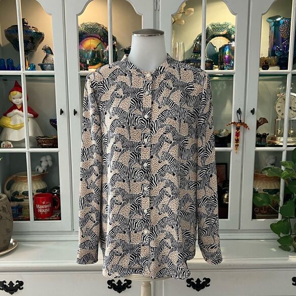 J. Crew Zebra 🦓 Print Blouse Sz XS - Picture 2 of 9
